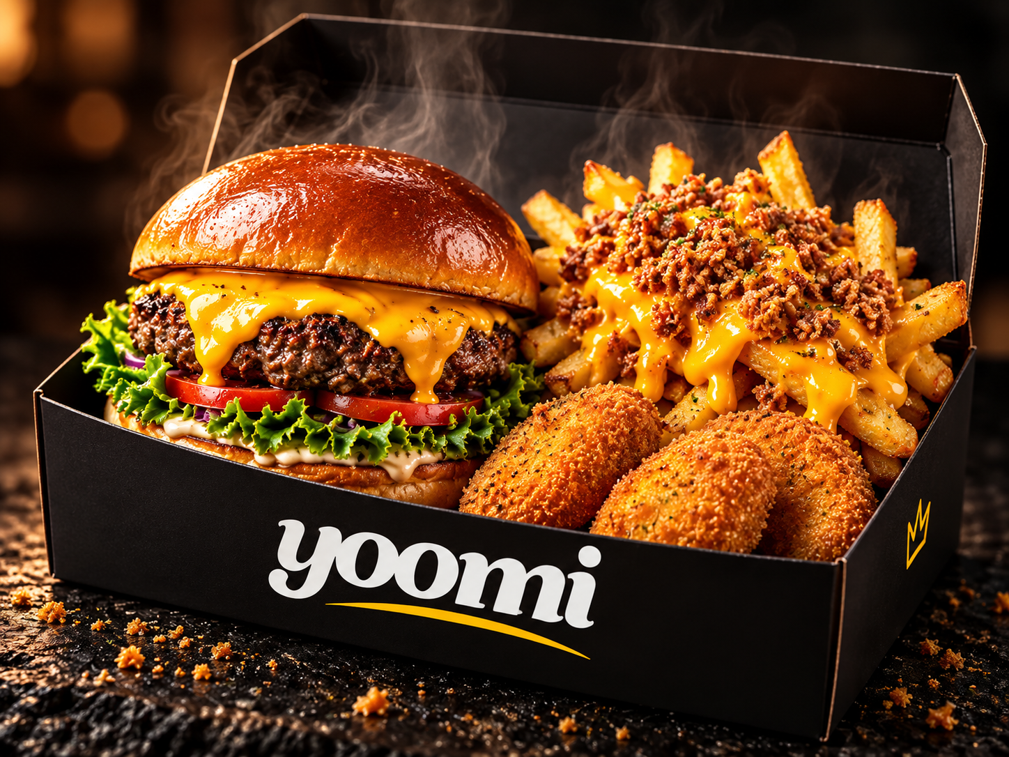 Box 1 : un Cheese, trois nuggets et des frites au cheddar et crispy onions.
